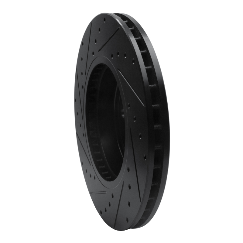 BMW ActiveHybrid 5 Brake Rotor (1) - Front Right - R1 Concepts - Drilled & Slotted - Black - `11-`19